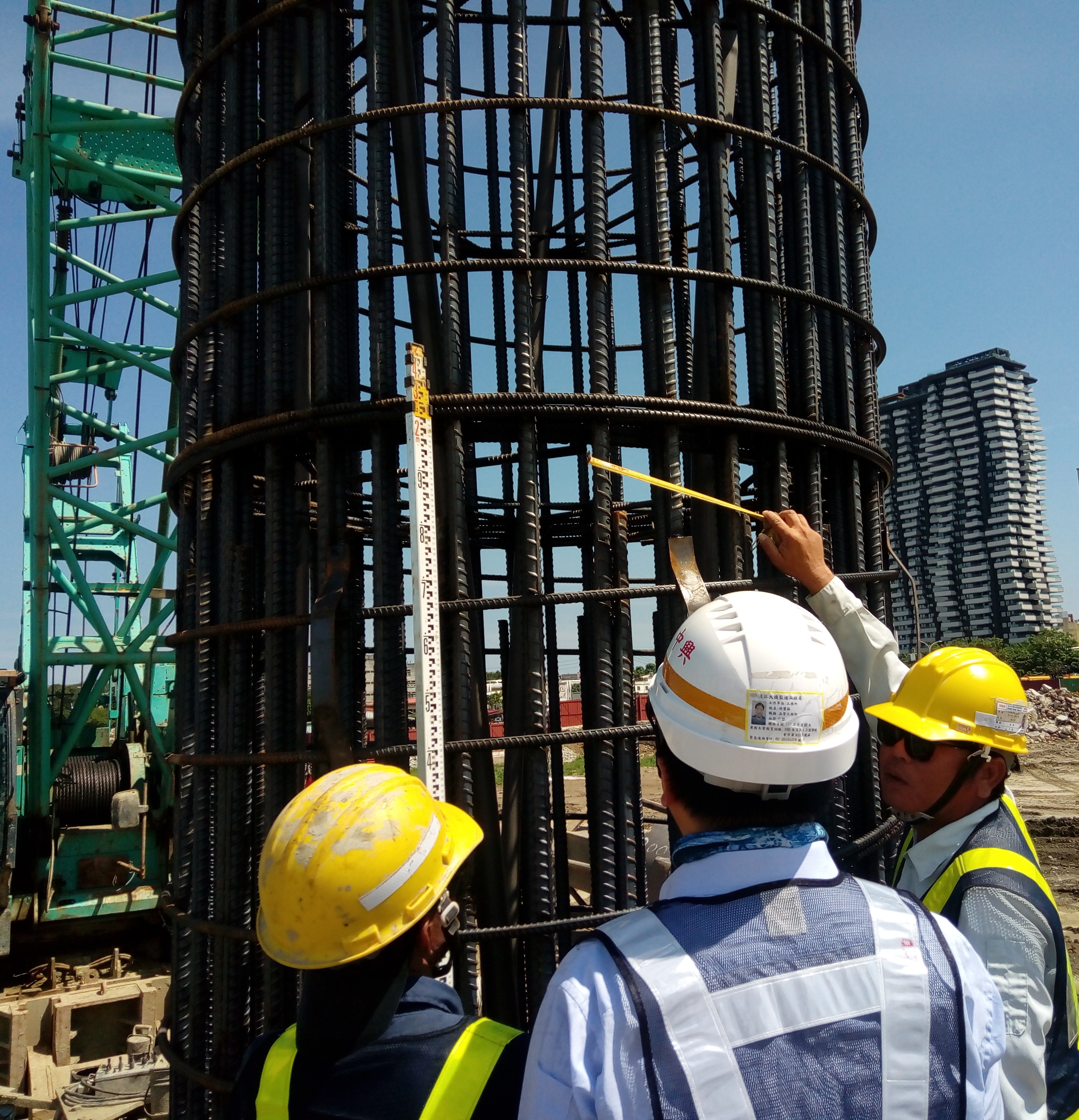 淡水端陸上段基礎基樁鋼筋籠搭接查驗