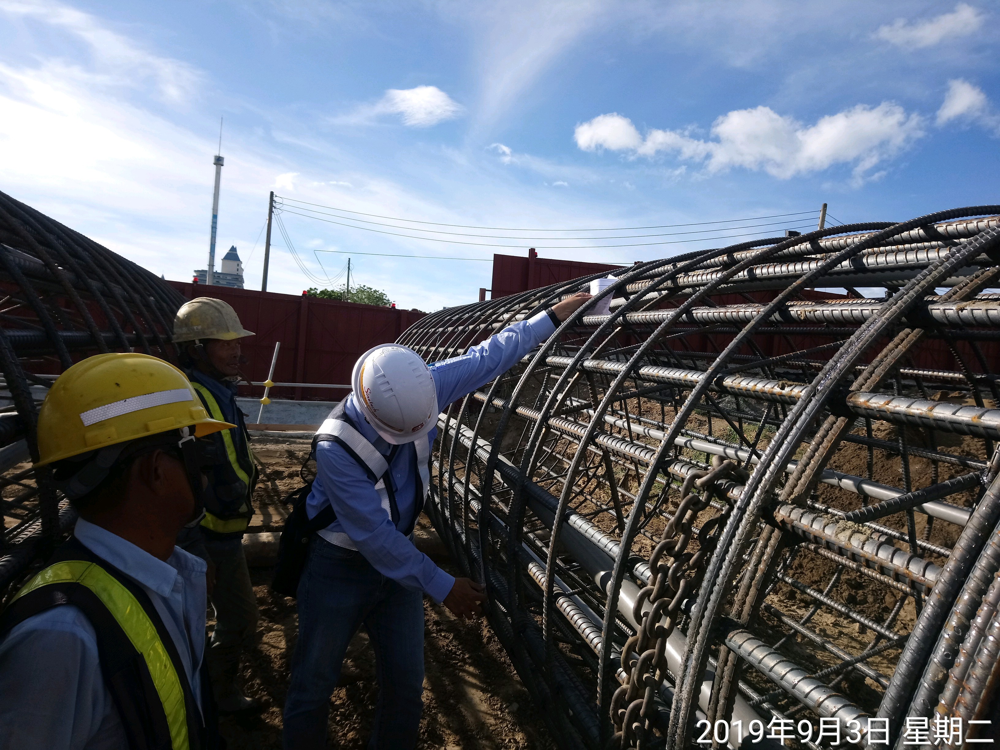 淡水端陸上段基礎基樁鋼筋籠查驗