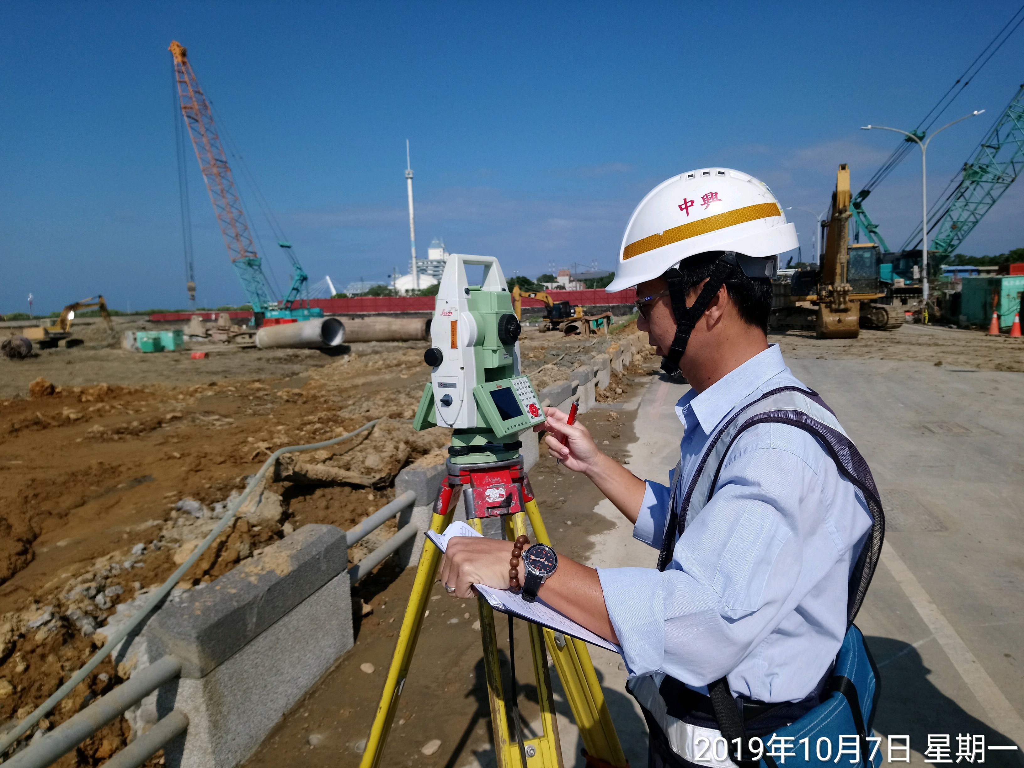 淡水端基樁位置點檢測放樣