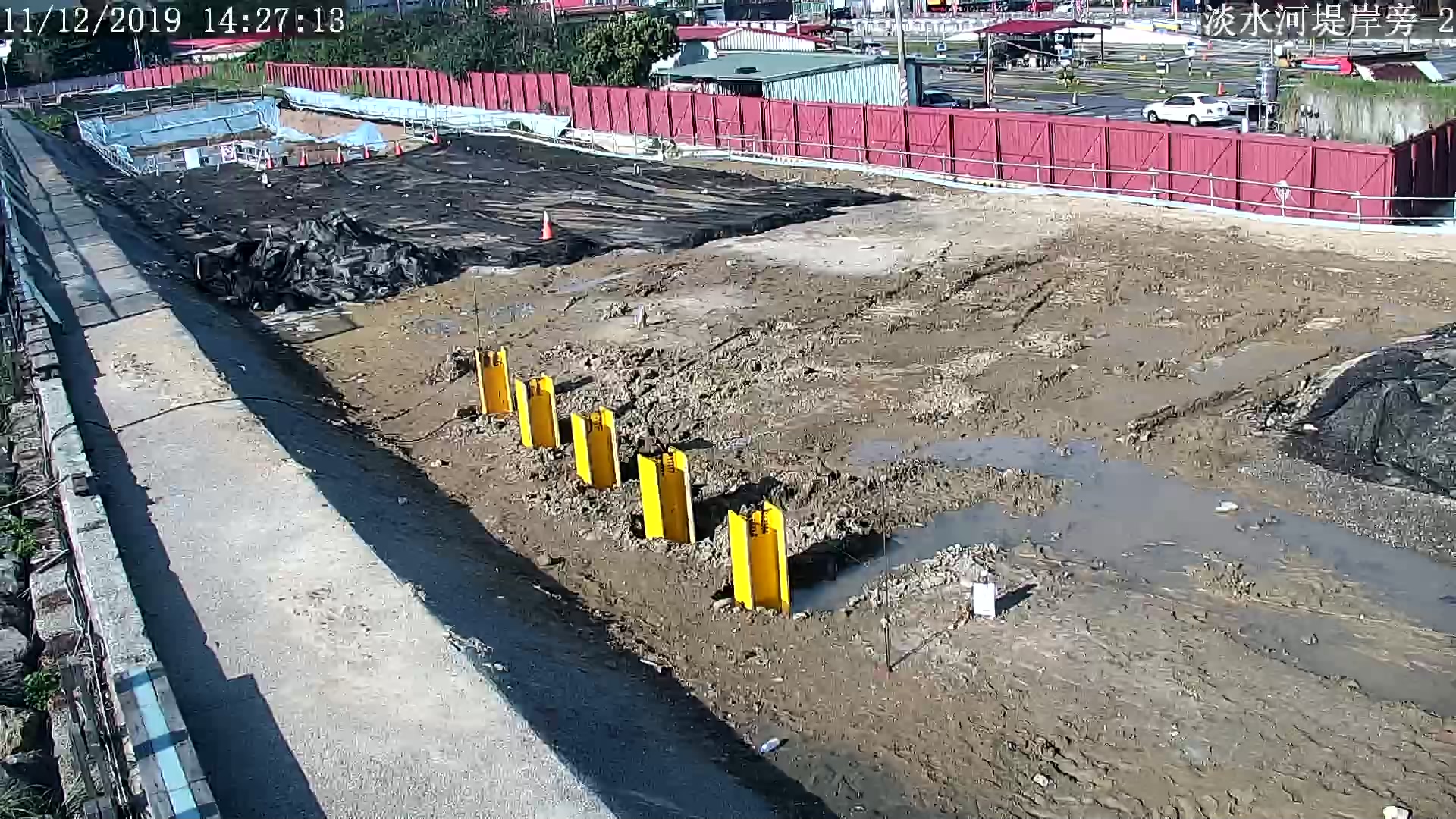 淡水端鋼便橋型鋼打設