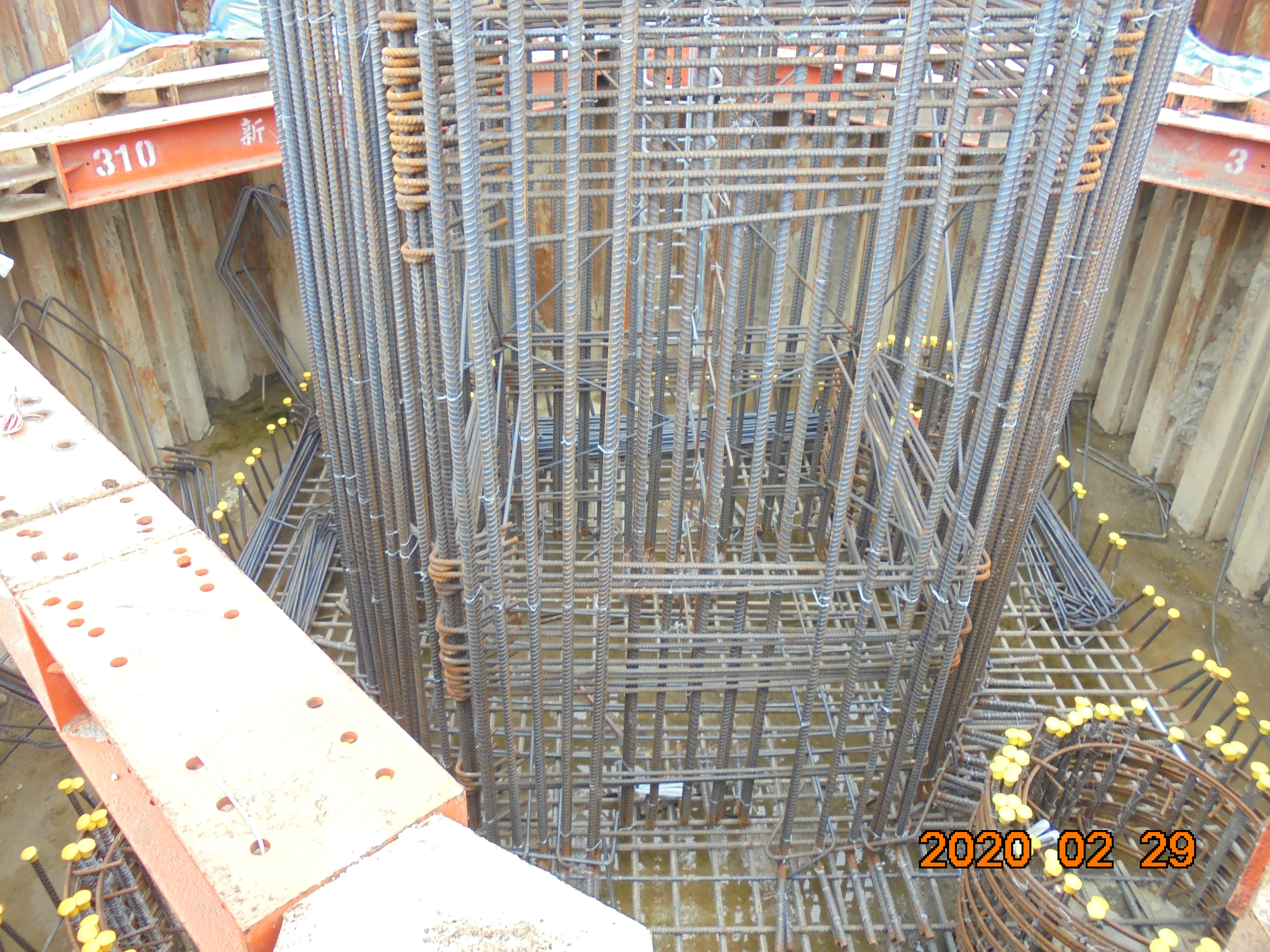 淡水端橋墩墩柱鋼筋綁紮.