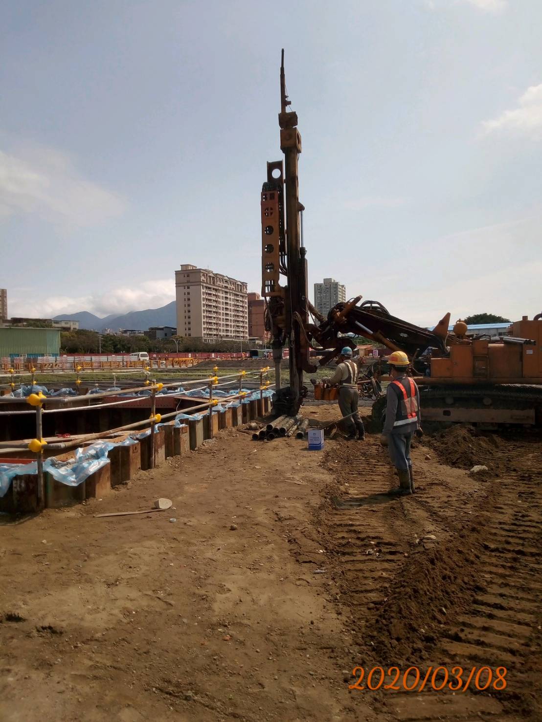 淡水端基礎水位觀測井施作.