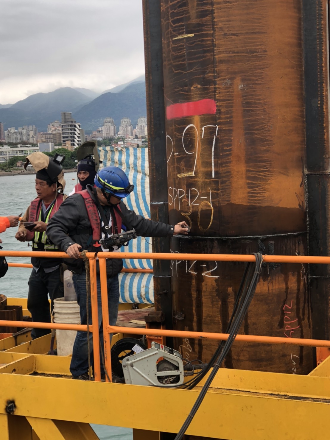 河中段鋼管樁接樁焊道檢測.