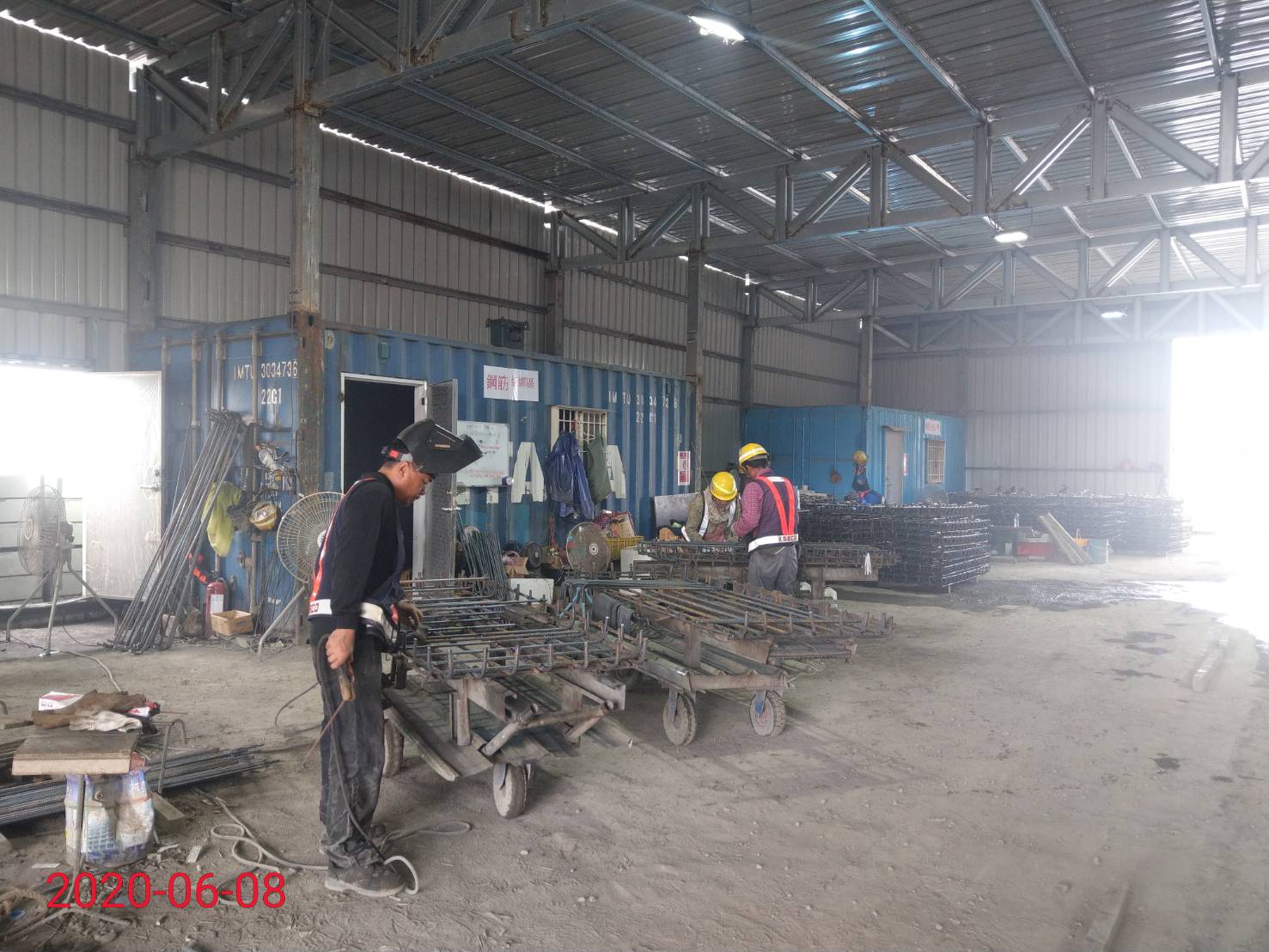 淡水端施工鋼便橋混凝土複合式覆蓋板鋼筋綁紮