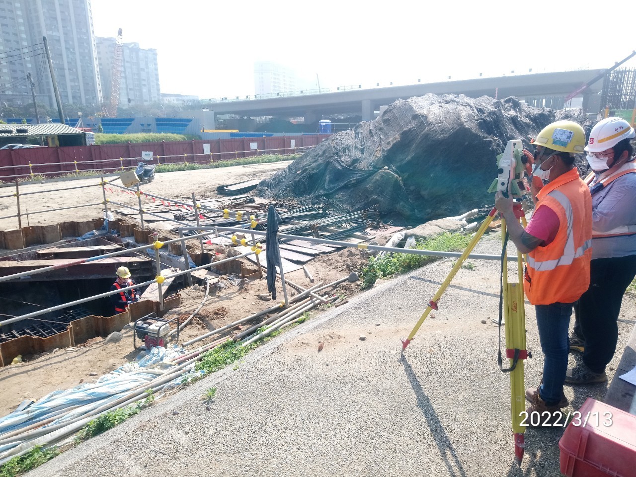 橋台基礎完成面高程放樣檢測.