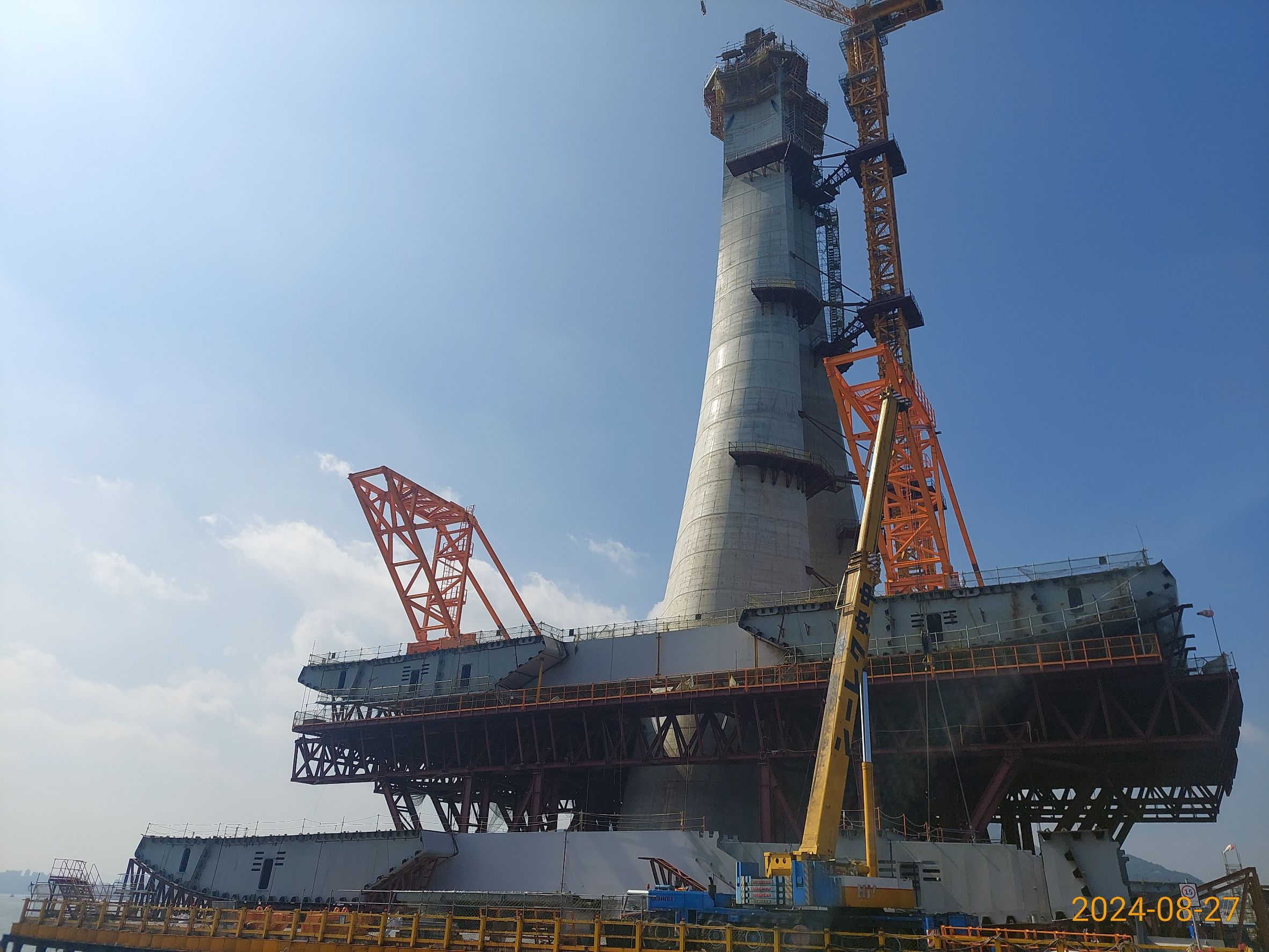 八里側鋼橋節塊吊裝工作車(南下線)組裝