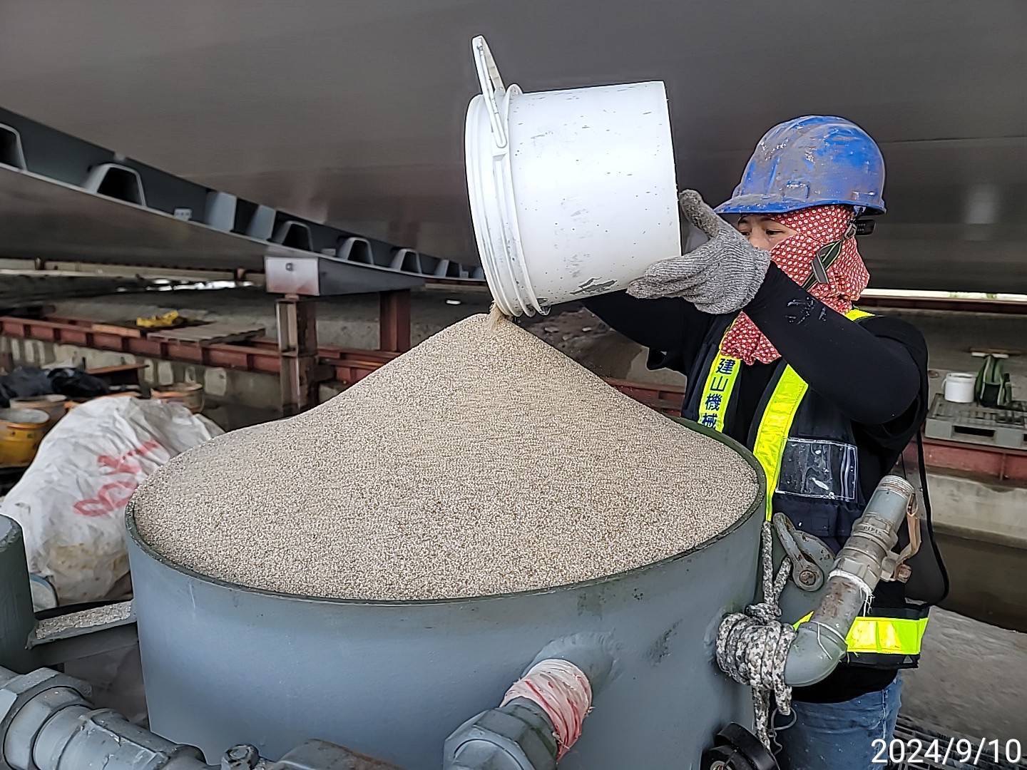 6T節塊(外露面）噴沙作業